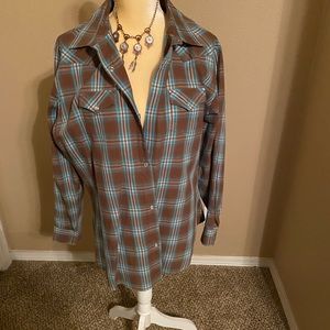Wrangler Brown and Blue Western Shirt